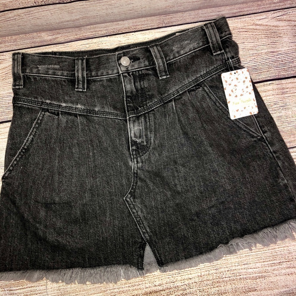 Free People Sanded Black Sidecar Mini Skirt NWT - Picture 4 of 11